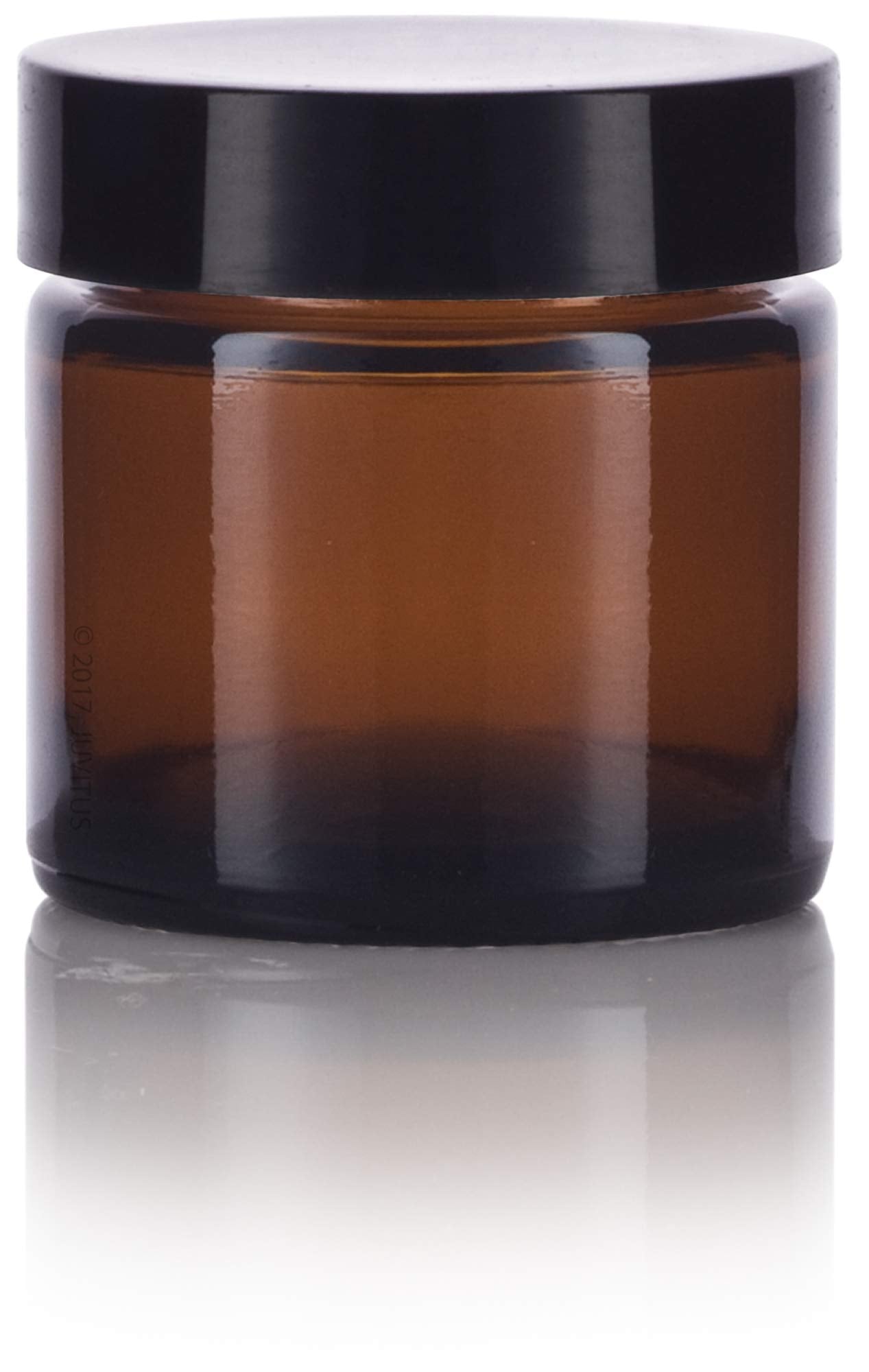 (12 Pack) Amber Glass Jar with Black Lined Lids 1 oz / 30 ml