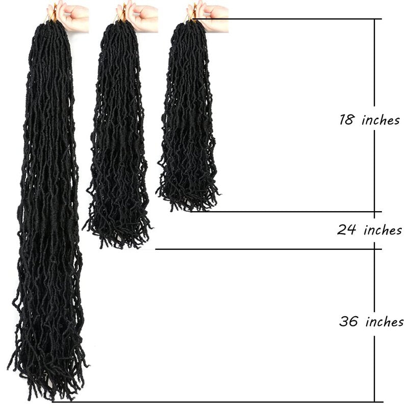 Soft New Faux Locs Colorful Long Goddess Hair Natural Pre Looped Crochet Braid Curly Wave Braiding Hair… (36Inch #1B 7Packs))