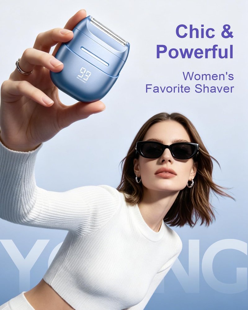 Electric Shaver for Women - Waterproof Mini Cordless Razor for Hair Removal | Sensitive Skin, Silver