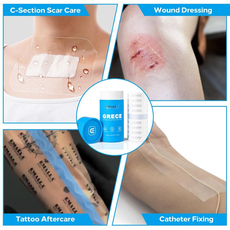 Tattoo Aftercare Bandage Roll, 6"x 11 Yard Tattoo Protection Film 0.02MM Matte Waterproof Bandage Second Skin Tape for Healing Tattoo Film Tattoo Supplies (6 in x 11 yd Roll)