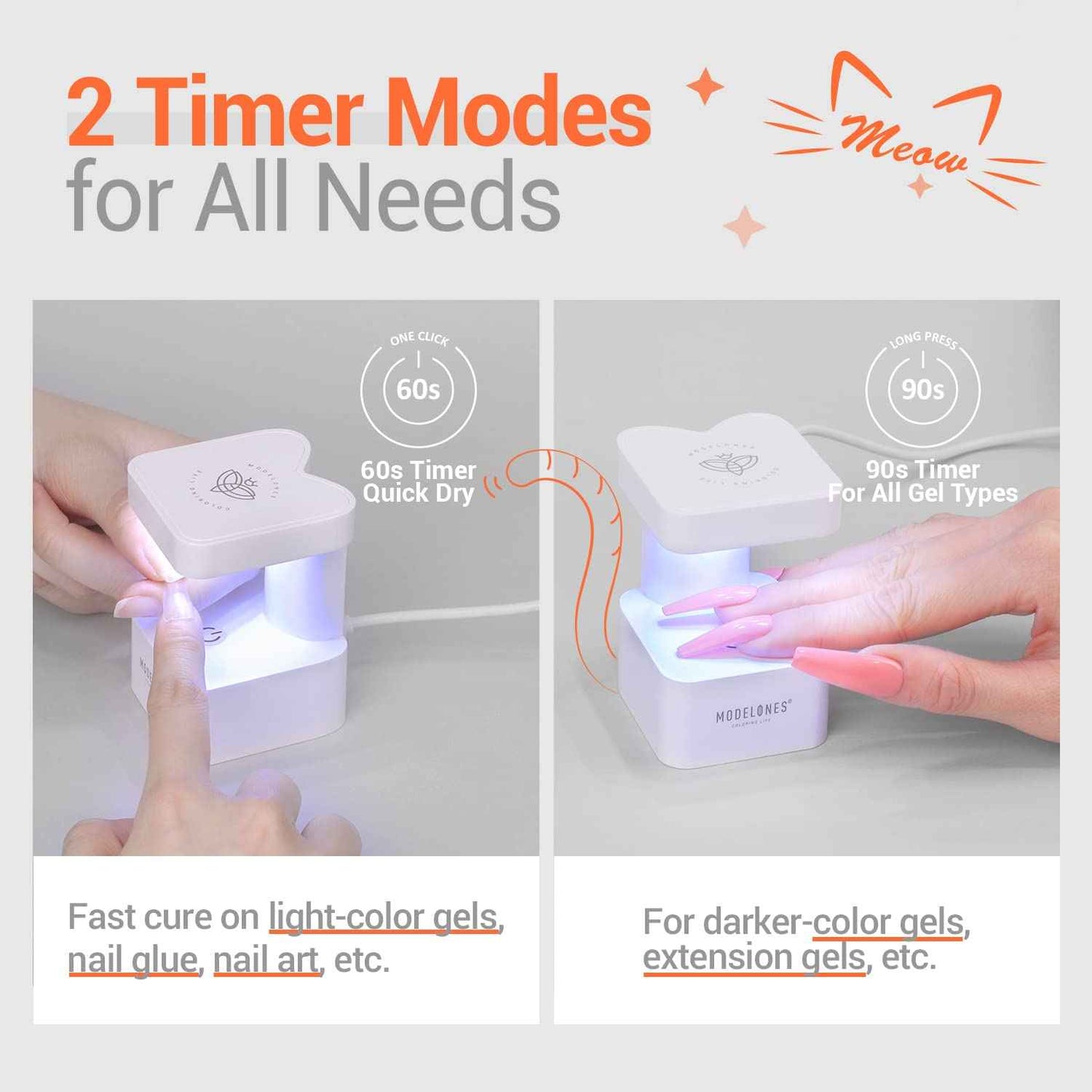 Modelones Mini UV Nail Lamp & Cordless Nail Drill - Portable LED Dryer with 2 Timers for Fast Nail Extensions