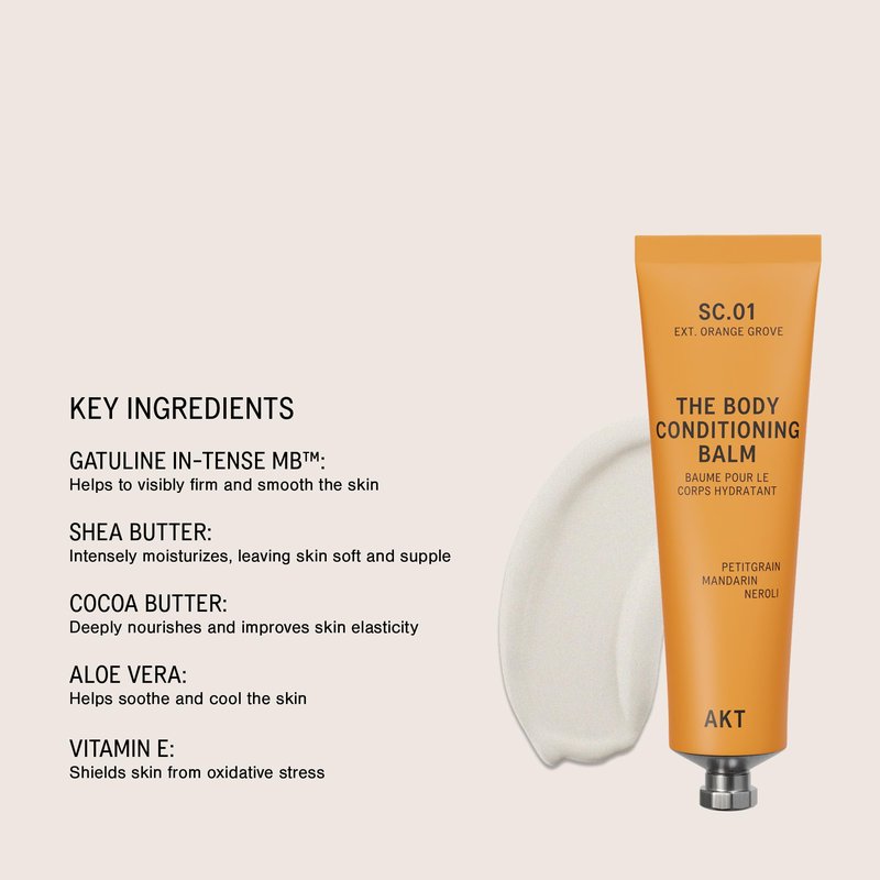AKT The Body Conditioning Balm 3.4 Fl Oz, Firming Cream, Hydrating Body Balm with Olive Squalane & Lactic Acid, Vegan Moisturizer, Plastic Free, Sc.01 Orange Grove, All Genders