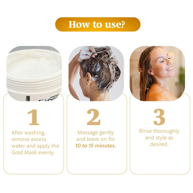 Expert Hair Gold Restorative Hyaluronic Acid Mask - Repair Damaged Hair, Combat Dryness & Frizz | 500g/17.6 Fl Oz