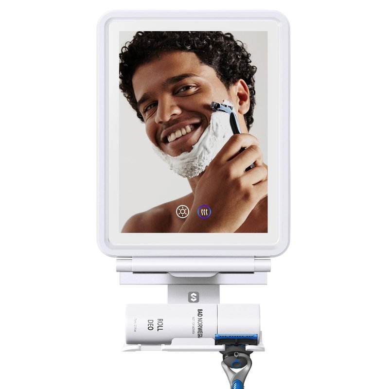 Shinowa Heated Shower Mirror Fogless for Men, White