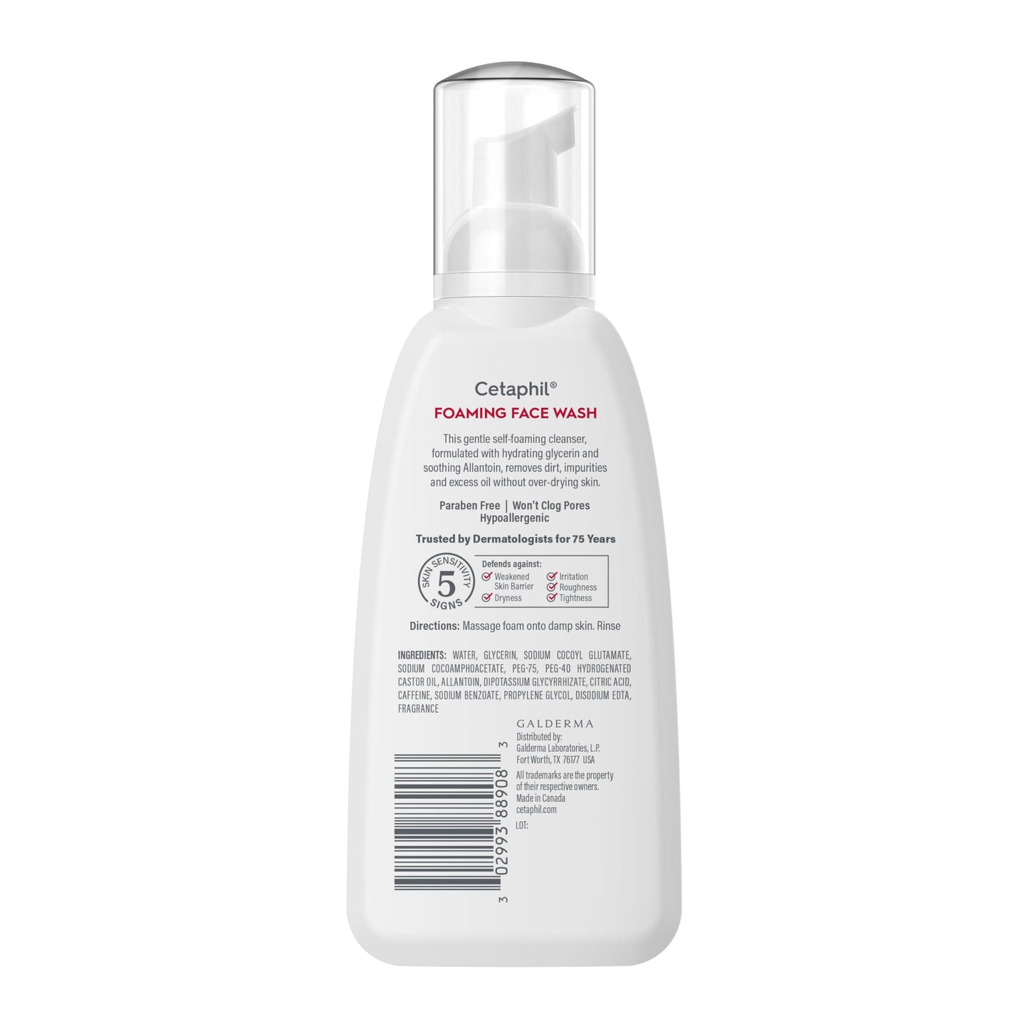 Cetaphil Redness Relieving Foaming Face Wash For Sensitive Skin, 8 Fl Oz, Gently Cleanses & Calms Sensitive Skin Without Over Drying, (Packaging May Vary)
