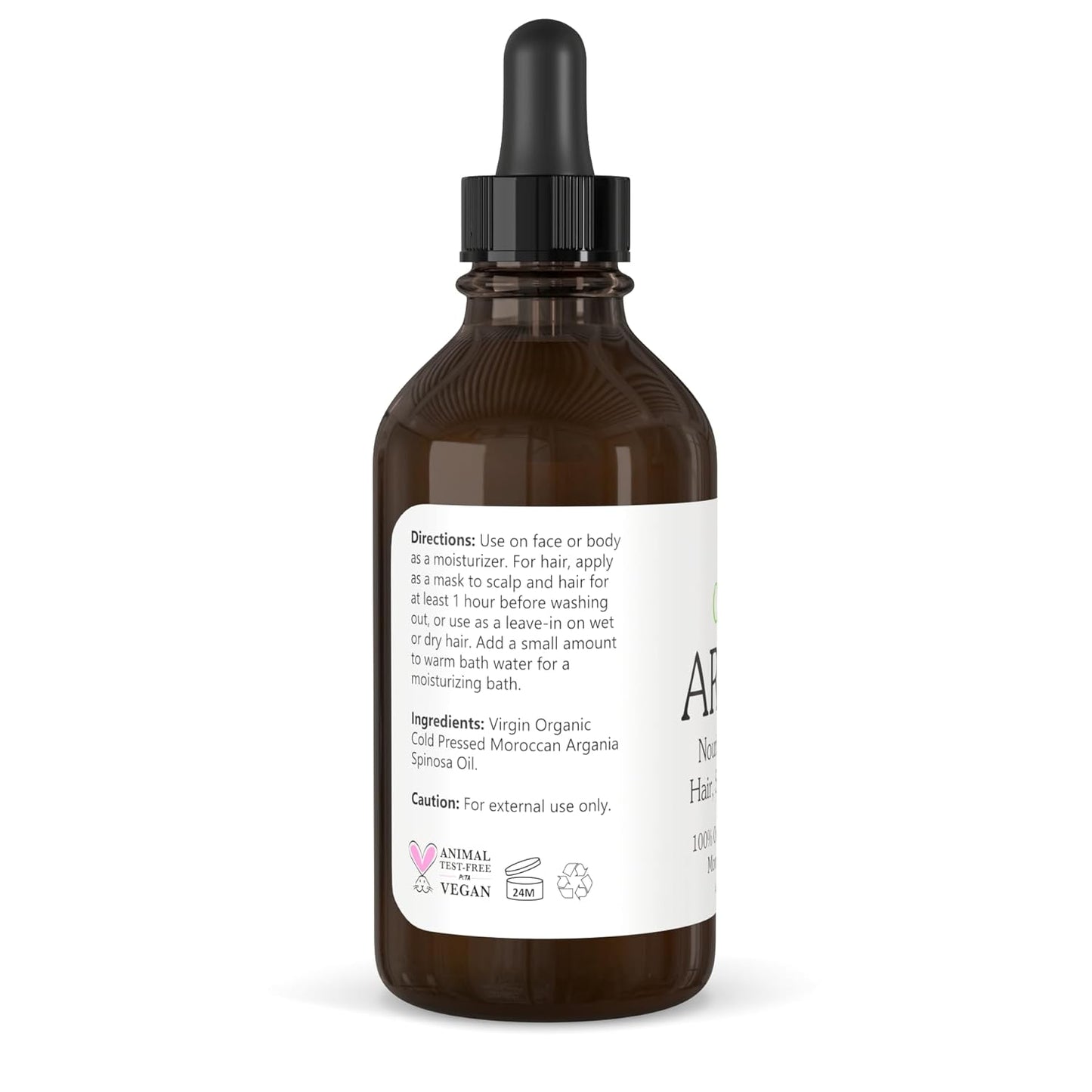 Clearly ARGAN Oil for Hair - 100% Pure Organic Cold Pressed Moroccan Oil | Virgin & Unrefined in Glass Bottle - 4 oz