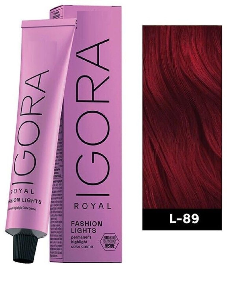 Permanent Cream Highlight Hair Color Dye - IG-ORA Royal Fashion Lights | L-89 Red Violet, 60 ml