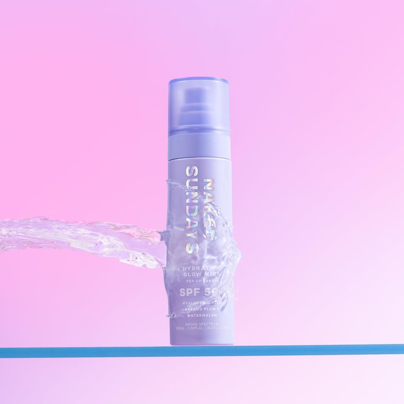 Naked Sundays SPF 50 Hydrating Glow Face Mist - Daily Sunscreen Spray & Makeup Setting Spray with Hyaluronic Acid, Lightweight, Non-Greasy & Hydrating, 75ml
