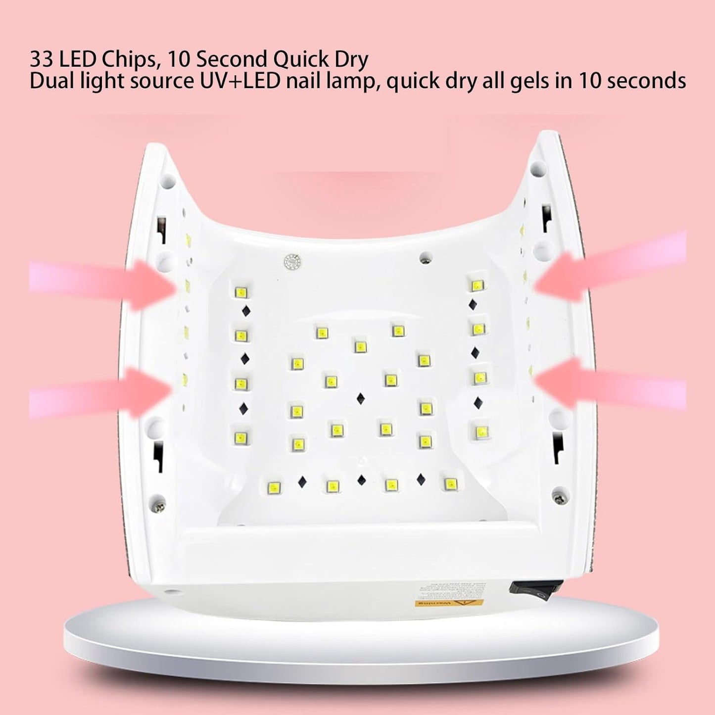 Rechargeable 66W Nail Lamp with Rhinestones - Gel Nail Light, 4 Timer Settings, Removable Tray