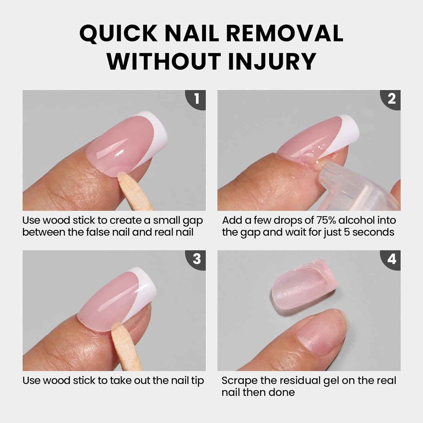 Brighter Pastel French Tip Press-On Nails Set | Gap-Filled Solid Nail Gel | Short Square Design