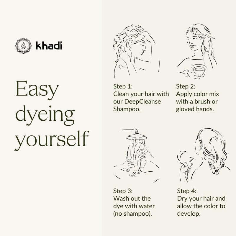 khadi DARK BROWN Natural Hair Color - Hair Color for deep, shiny dark brown to strong black brown - 100% herbal & natural - 3.5 oz