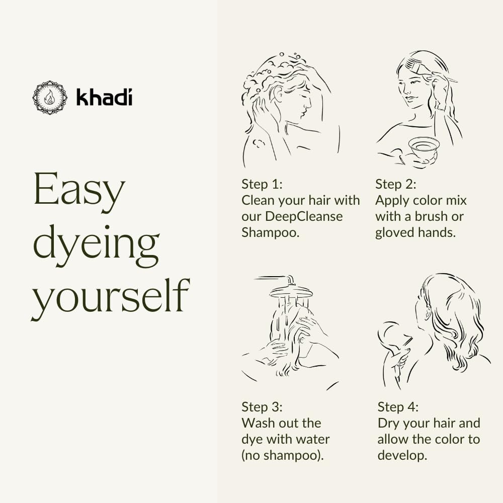 khadi DARK BROWN Natural Hair Color - Hair Color for deep, shiny dark brown to strong black brown - 100% herbal & natural - 3.5 oz