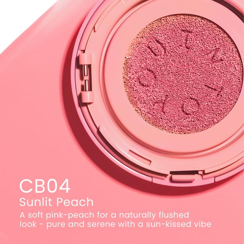 Cream Blush Air Cushion - Moisturizing, Lightweight Liquid Makeup for Cheeks & Eyes | Sunlit Peach, Long-Wearing & Buildable