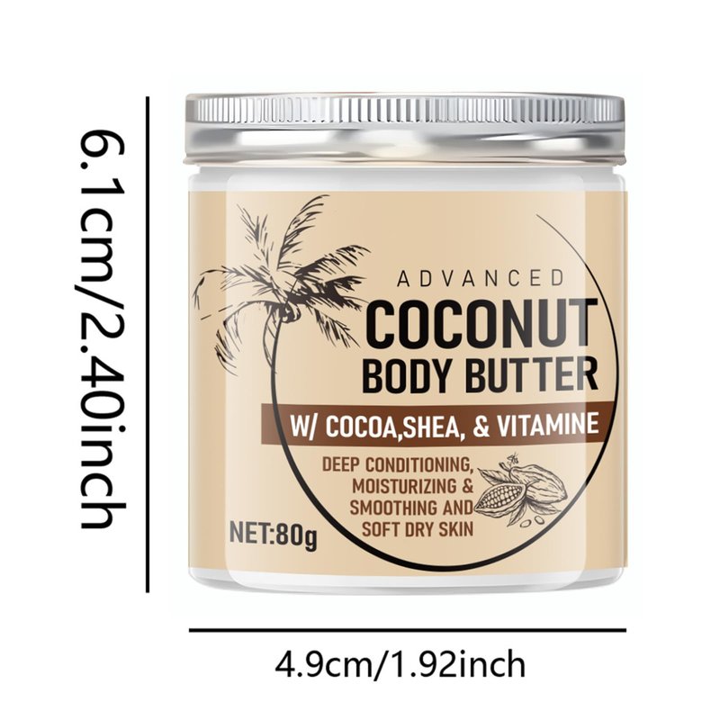 Grospe Advanced Coconut Body Butter,Firming Body Lotion,Deeply Nourishes, Moisturizes and Softens Dry Skin,Suitable for All Skin Types,2.85 Fl Oz(80g)