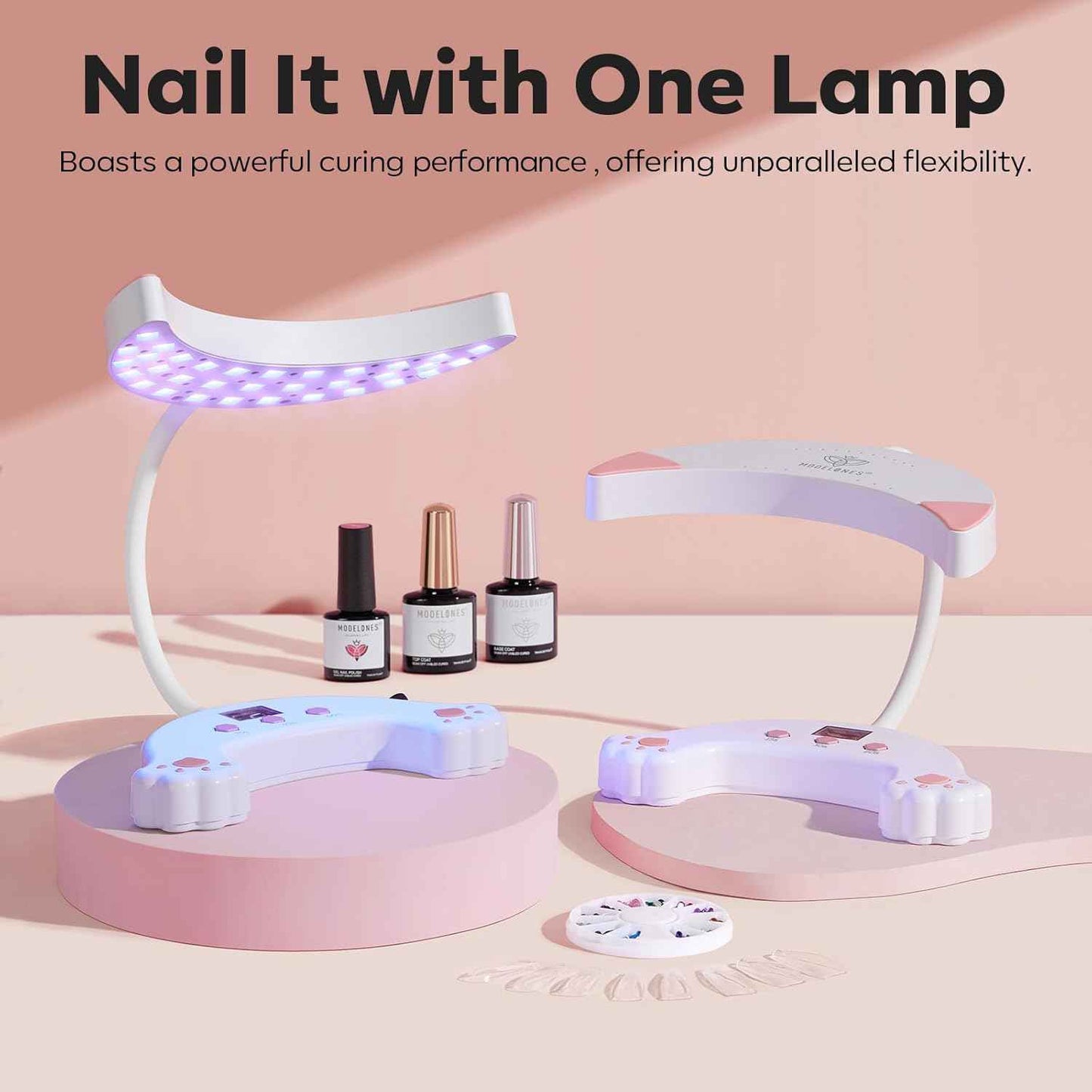 48W Cordless UV LED Nail Lamp & Gooseneck Nail Drill - Gel Nail Light with Timers & LCD Display