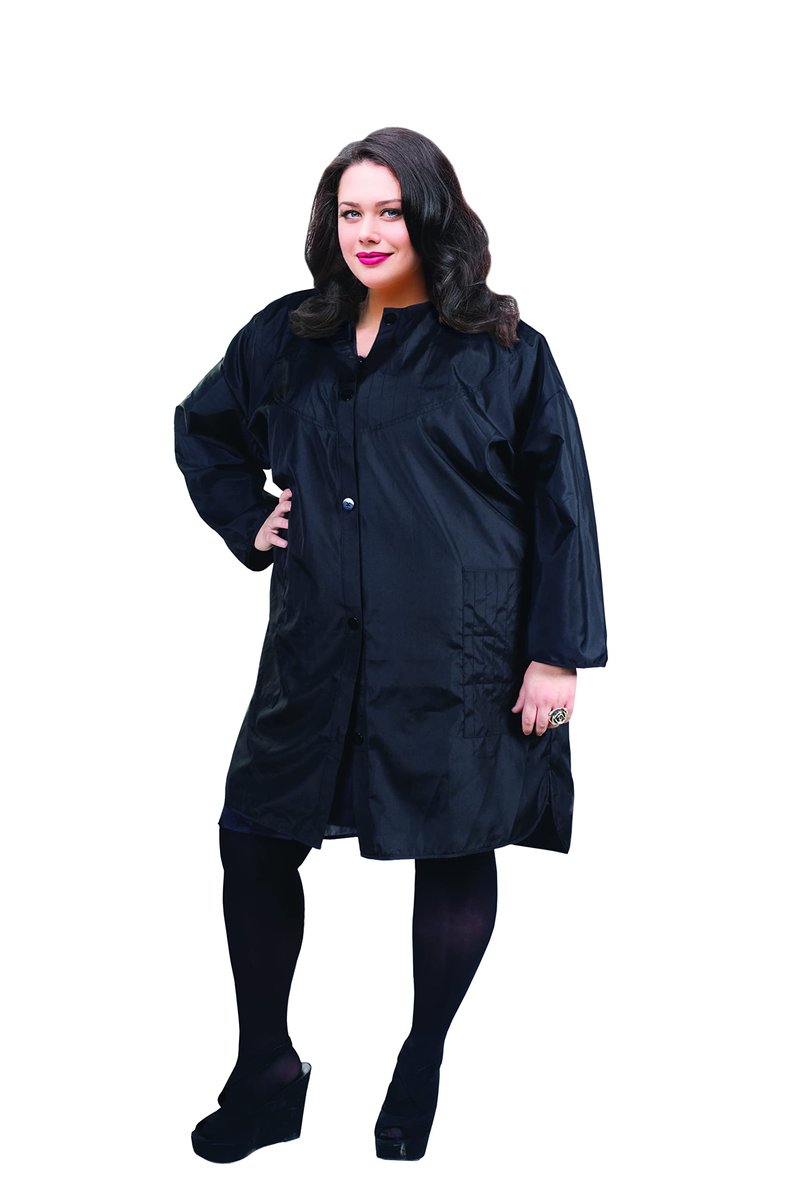 Cricket Perfect Fit Cover Up Stylist Snap Jacket w/Two Bottom Pockets - Water-Resistant, Lightweight, Bleach-Proof Material, Machine Washable, Comfortable for Long Shifts - Black, Fits Up to Size 22