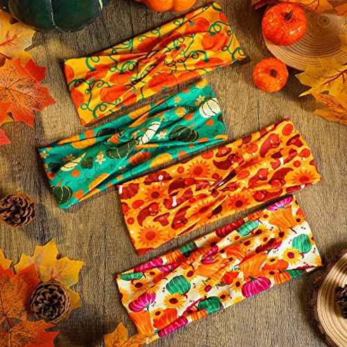 Waydress 12 Pcs Fall Headband Thanksgiving Head Bands for Women, Turkey Leaves Pumpkin Hair Accessories, Stretchy Non Slip Autumn Holiday Festive Gift Costume Decoration