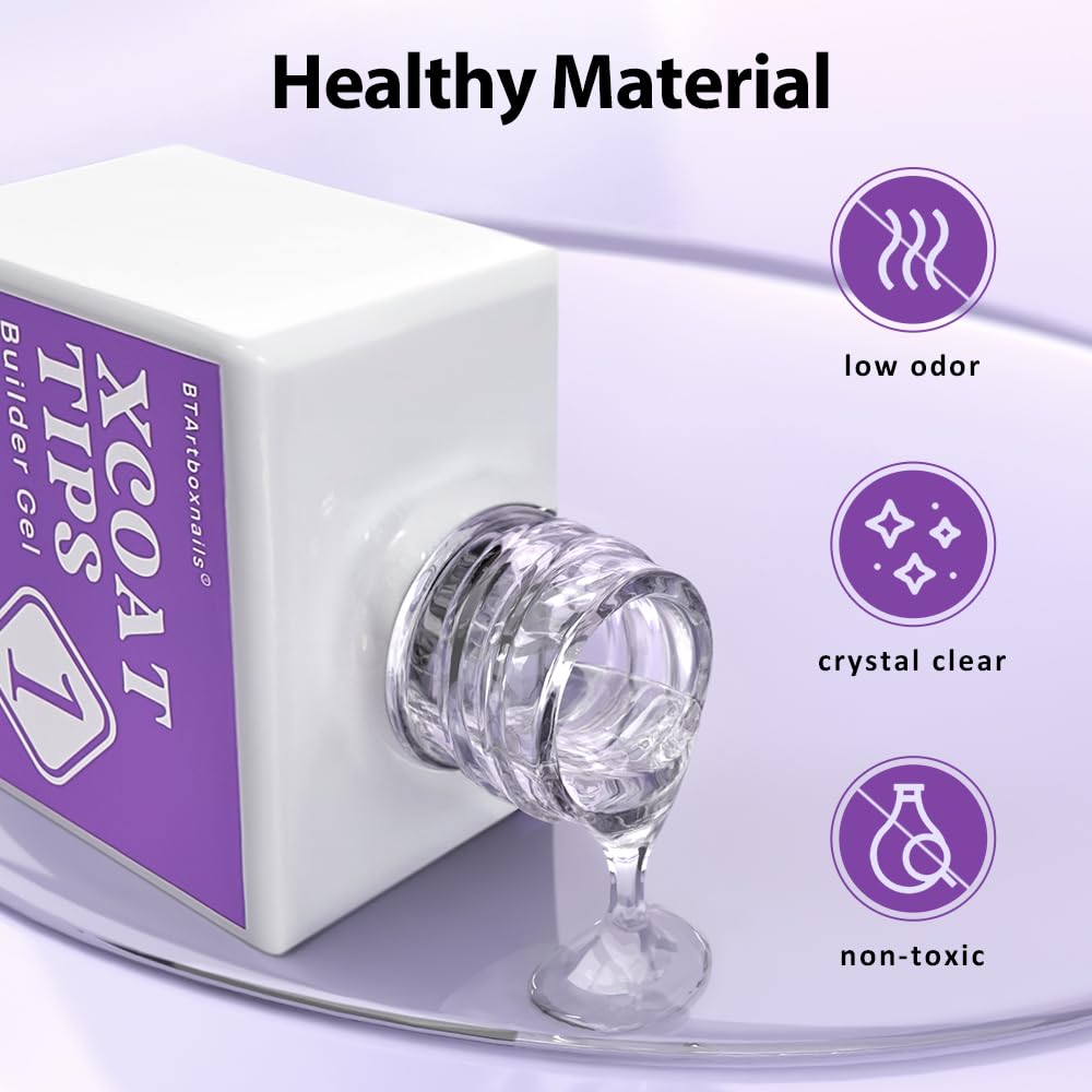 XCOATTIPS Toe Nail Tips & Builder Gel by BTArtbox - Perfect for Nail Art