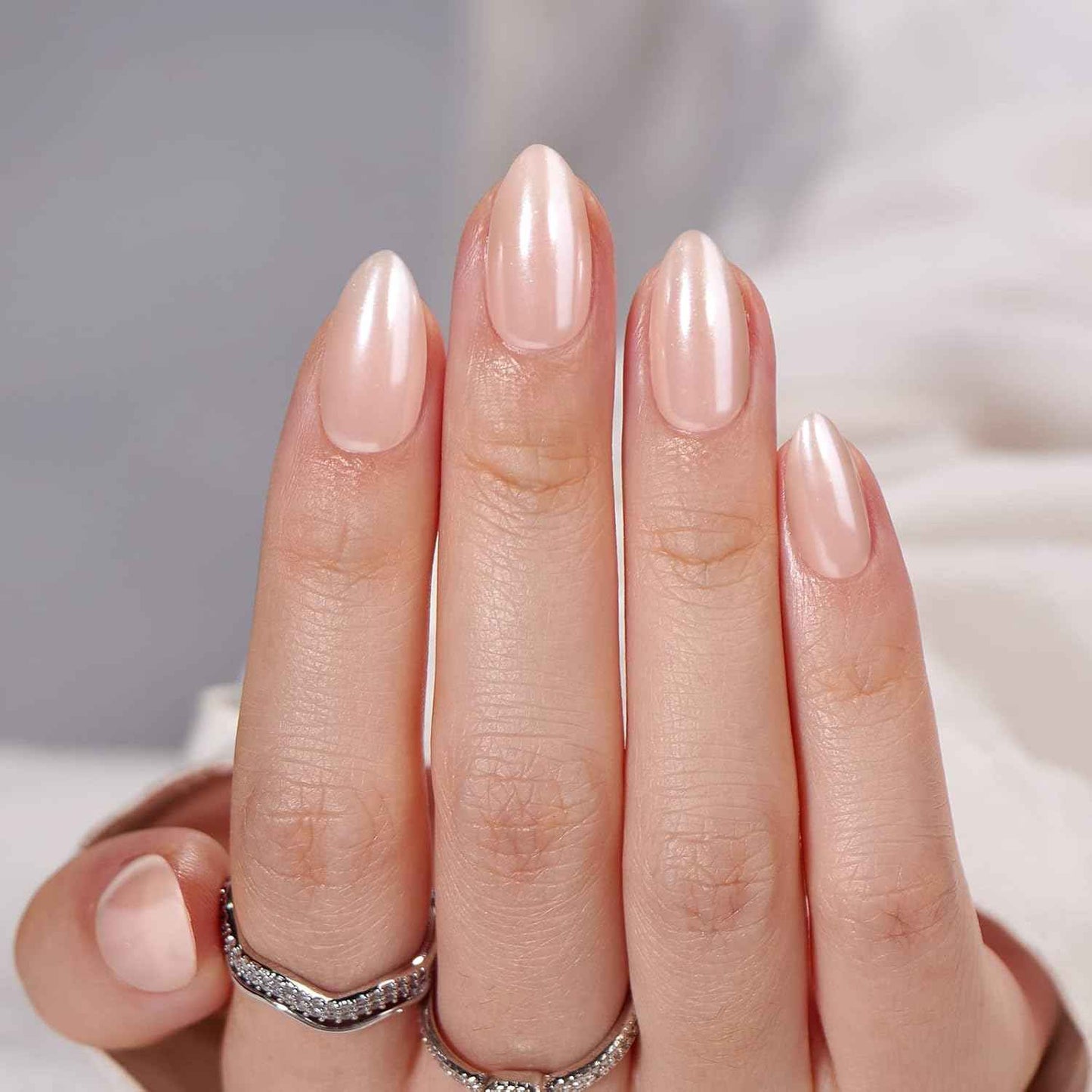 Soft Gel Chrome Press On Nails - Reusable Fake Nails with Glue, Perfect Fit & Stylish Nudies