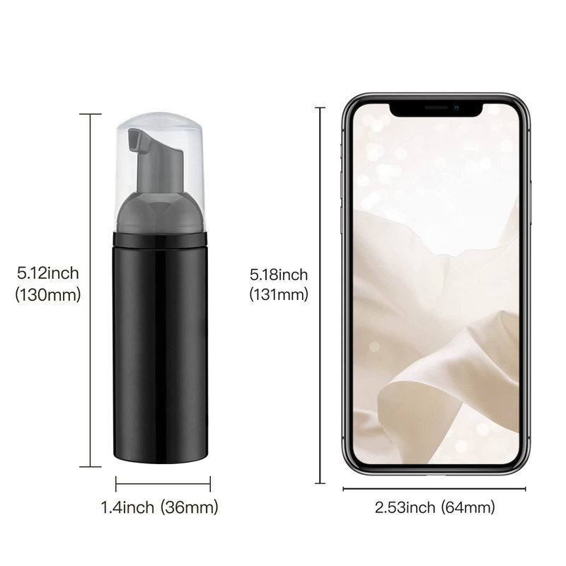 Owlyee Travel Foam Pump Bottle - 2oz Small Size Foaming Hand Soap Dispenser - Mini Portable Mousse Lash Shampoo Kit Container for Hair - Empty Leak Proof Plastic Black Foamer 30Pack