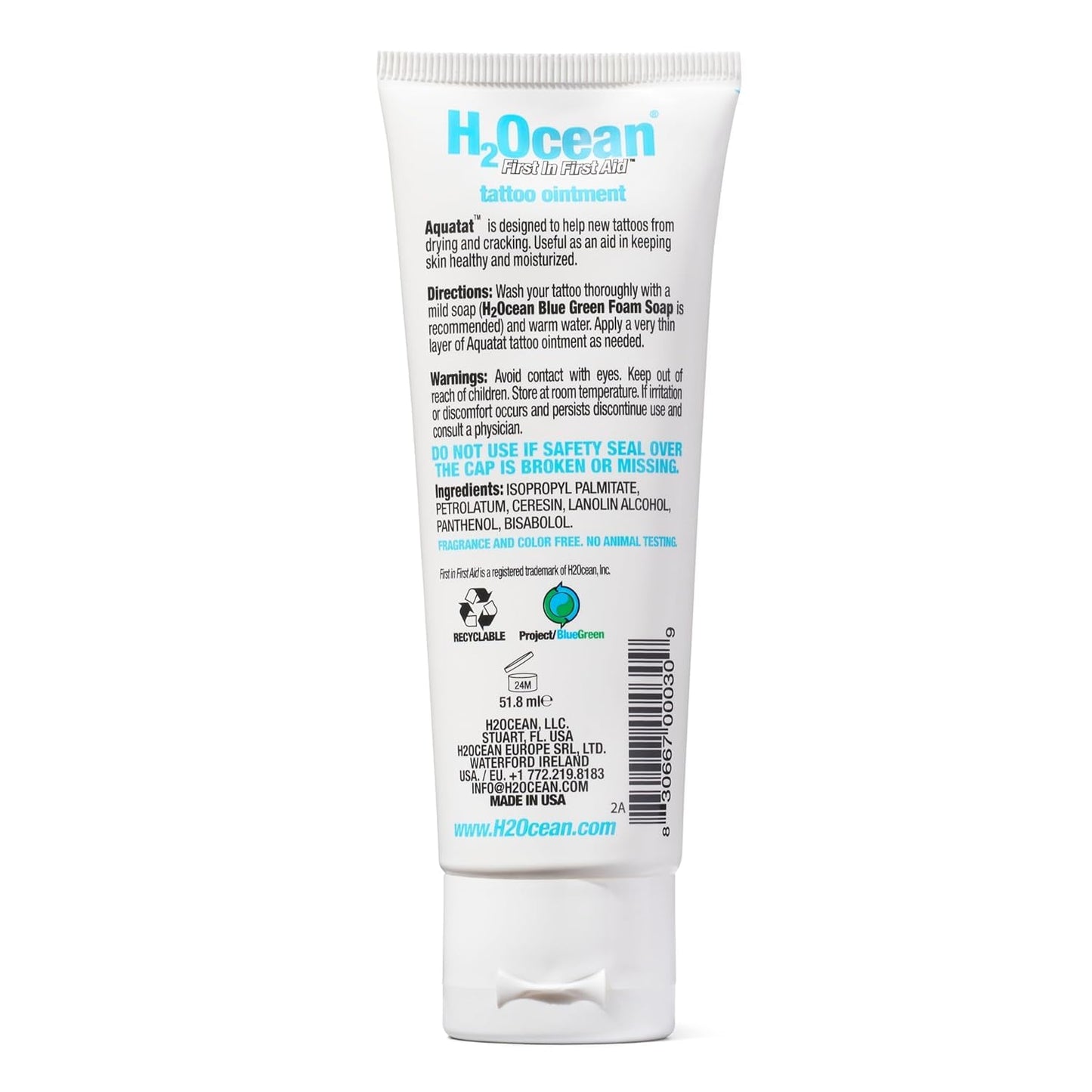 H2Ocean Ocean Care Tattoo Aftercare Lotion 2.5oz + Aquatat Tattoo Healing Ointment for Tatto Aftercare 1.75oz