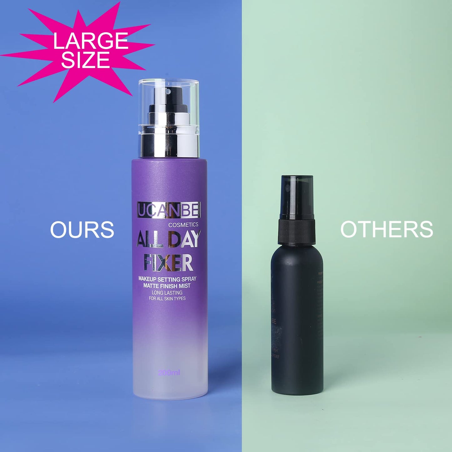 UCANBE Makeup Setting Spray - 2PC Set Matte Finishing Spray, Long Lasting Oil Control Make Up Spray, Lightweight Setting Mist for Matte Makeup Look