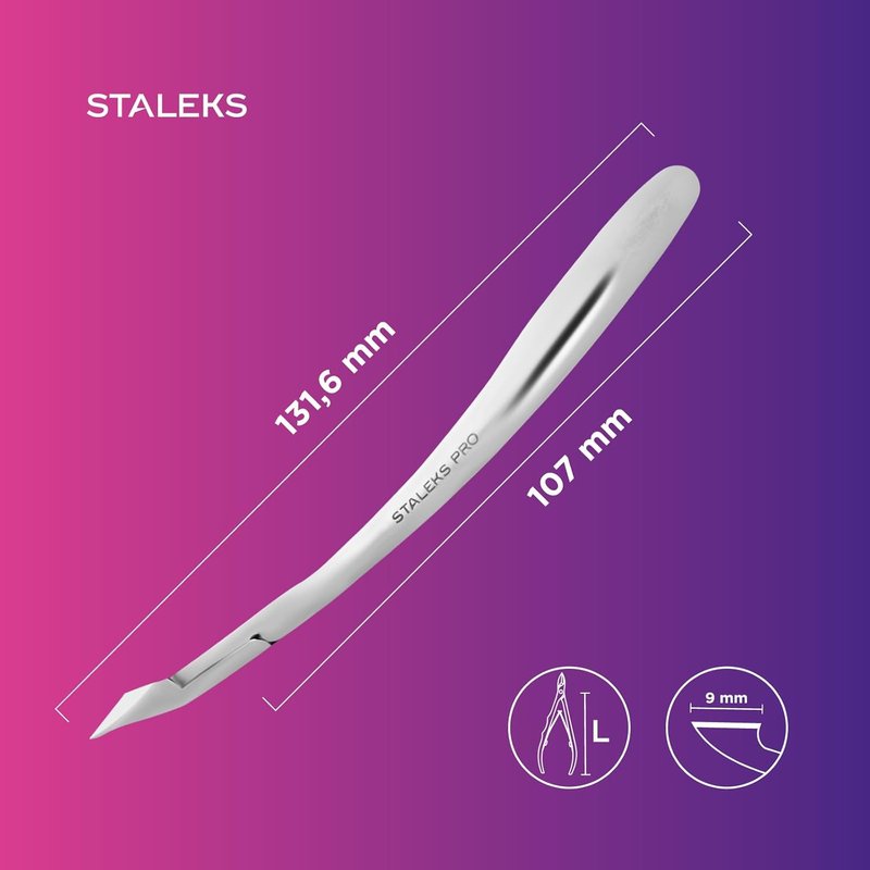 STALEKS PRO Cuticle Nippers 9mm - Professional Stainless Steel Manicure Tool
