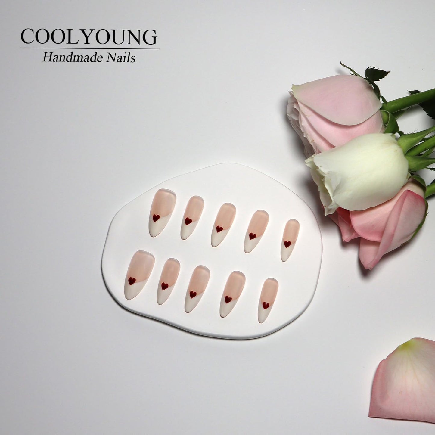 Blue Almond Press-On Nails - 10 PCS Handmade Acrylic Fake Nails for Women