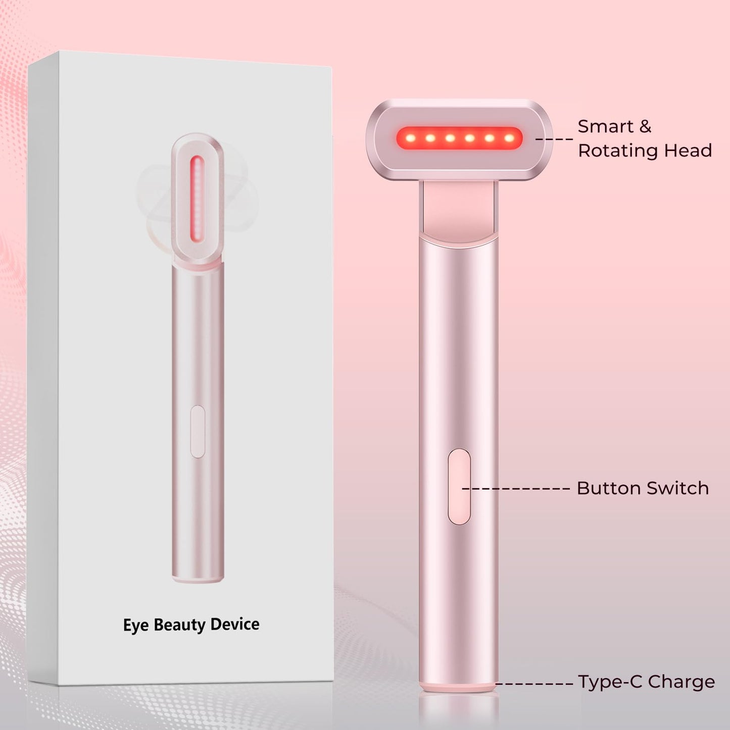 Red-Light-Therapy-for-Face,7 in 1 LED Light-Therapy-Wand for Face and Neck - Microcurrent Facial Device for Anti-Aging - Face & Eye Massager Skincare (7 Colors led Light)