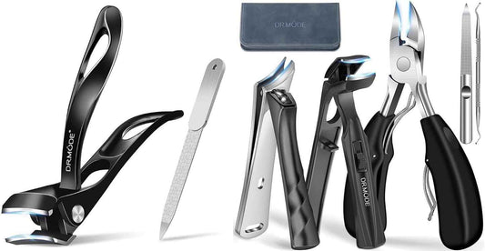 Heavy-Duty Toenail Clippers Set for Thick Nails - Angled Head & Wide Jaw for Seniors