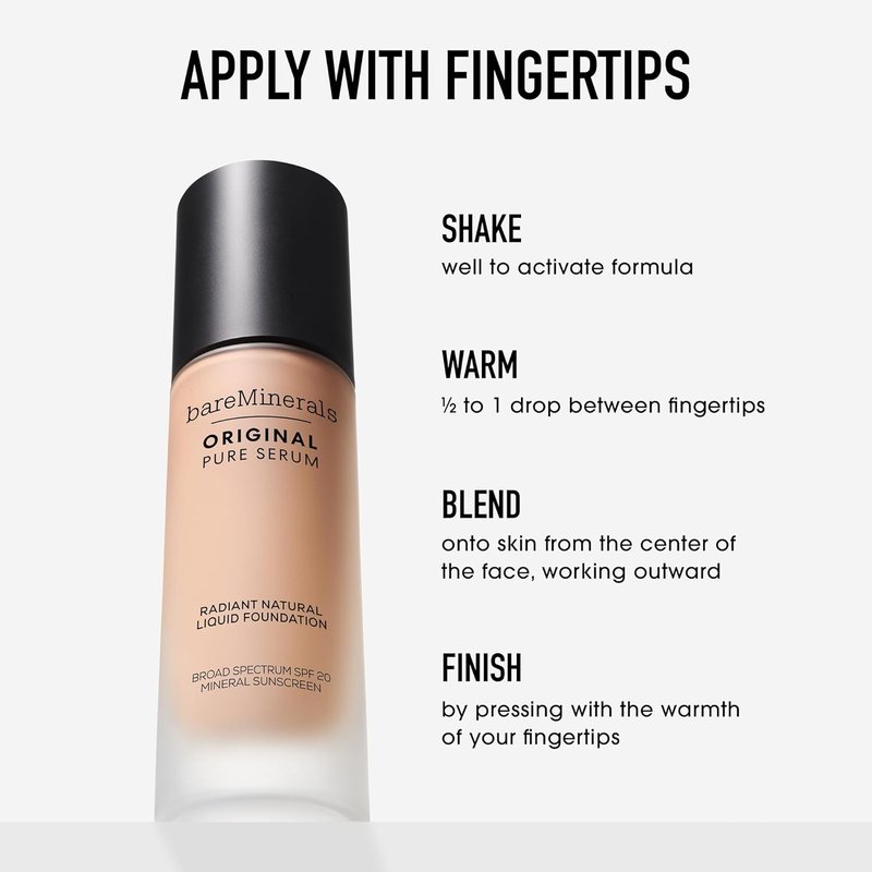 bareMinerals Original Liquid Foundation - Hydrating Mineral SPF 20, Dewy Finish, Lightweight, Medium Coverage