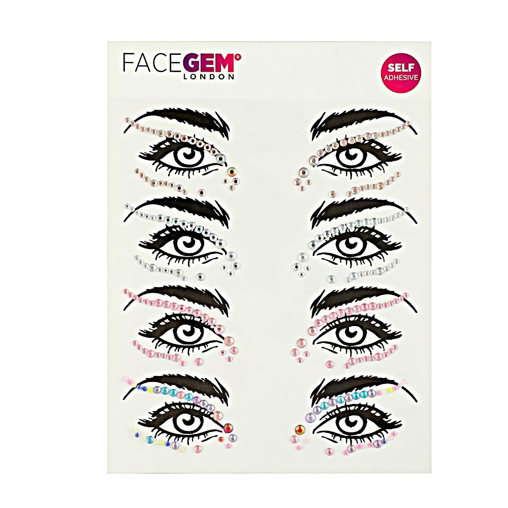Face Gems – Face Jewels - Self-Adhesive Rhinestone Face Jewels for Makeup, Party & Rave Looks - Eye Gems, Face Glitter, Festival Face Gems, Glitter Tattoo, Self- Adhesive Festival Gems (3 Sheet Mix)