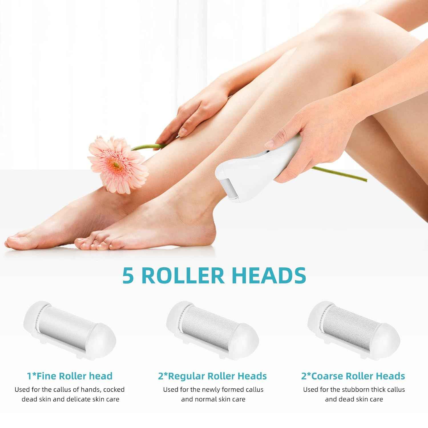 Rechargeable Electric Foot Callus Remover - Waterproof Portable Pedicure Tool for Cracked Heels & Dead Skin (Blue & Black)