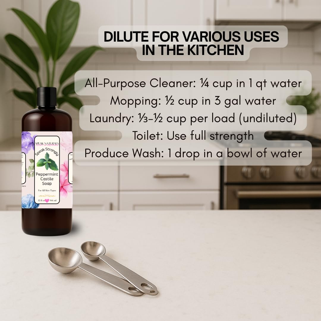 Speak Naturals Teatree and Peppermint Castile Soap for Sensitive Skin 2 Pack with Pumps 32 Fl Oz