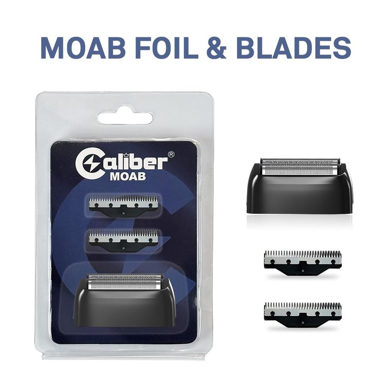 Caliber Pro MOAB Shaver Replacement Foil Assembly – Complete Triple Foil and Cutter Set, Compatible with MOAB Shaver, Black