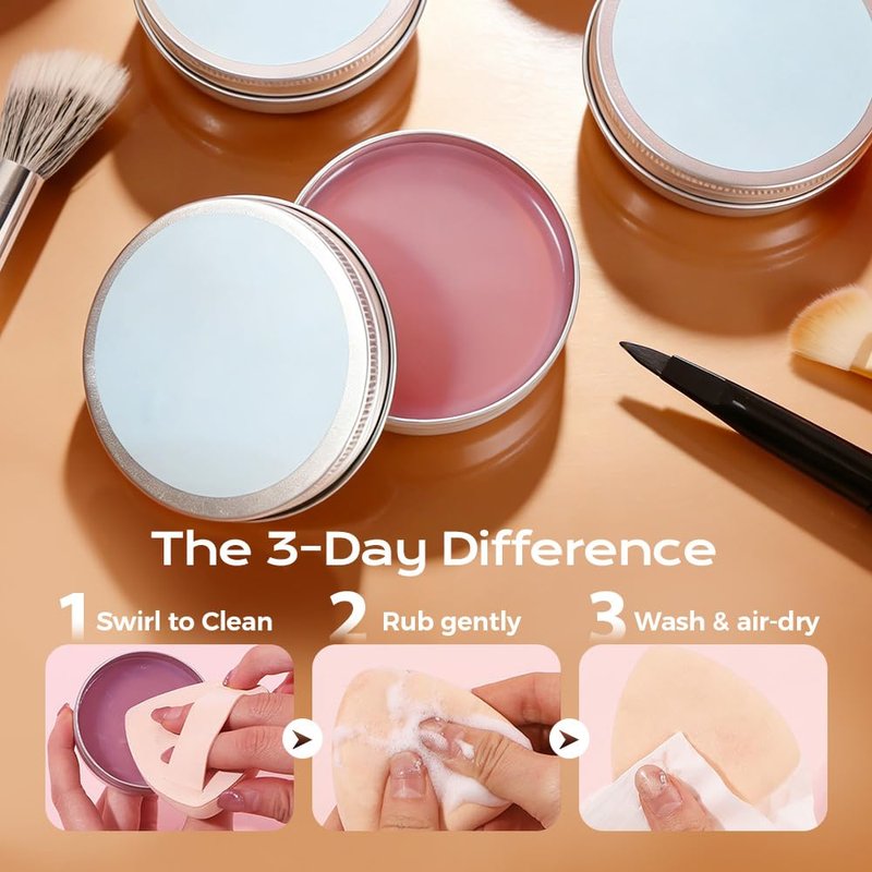 Makeup Brush Cleaner Soap with Silicone Cleaning Pad, Portable Makeup Brush Cleaning Soap, Makeup Brush Cleaner Pad for Cleaning Makeup Sponges Brushes (White)