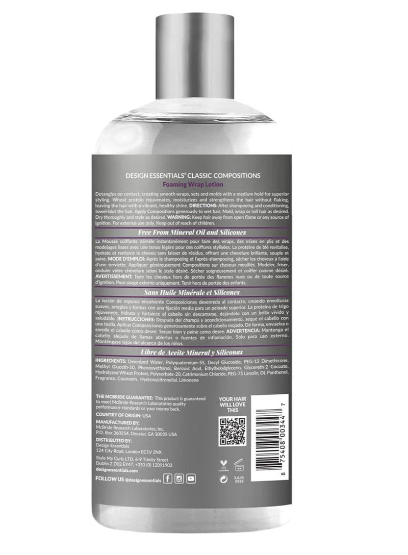 Design Essentials Compositions Foaming Wrap Lotion For Relaxed And Natural Hair, Refill, 32 Fl Oz