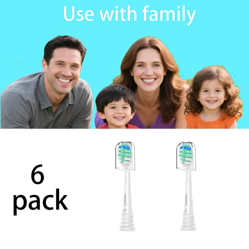 Replacement Toothbrush Heads Compatible with Philips Sonicare Snap-on Electric Brush Heads C2 C1, 6 Pack