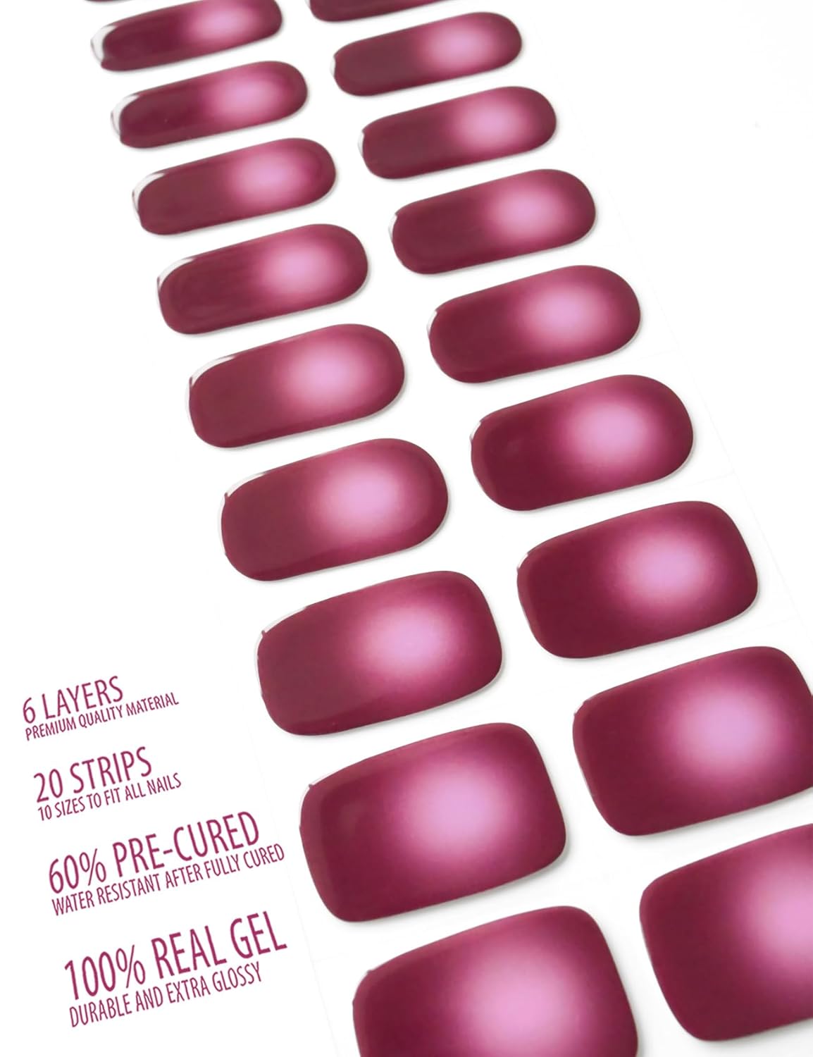 Semi Cured Gel Nail Strip Starter Kit - 60 Nail Stickers, UV Lamp & Tools for Salon Quality Christmas Nails