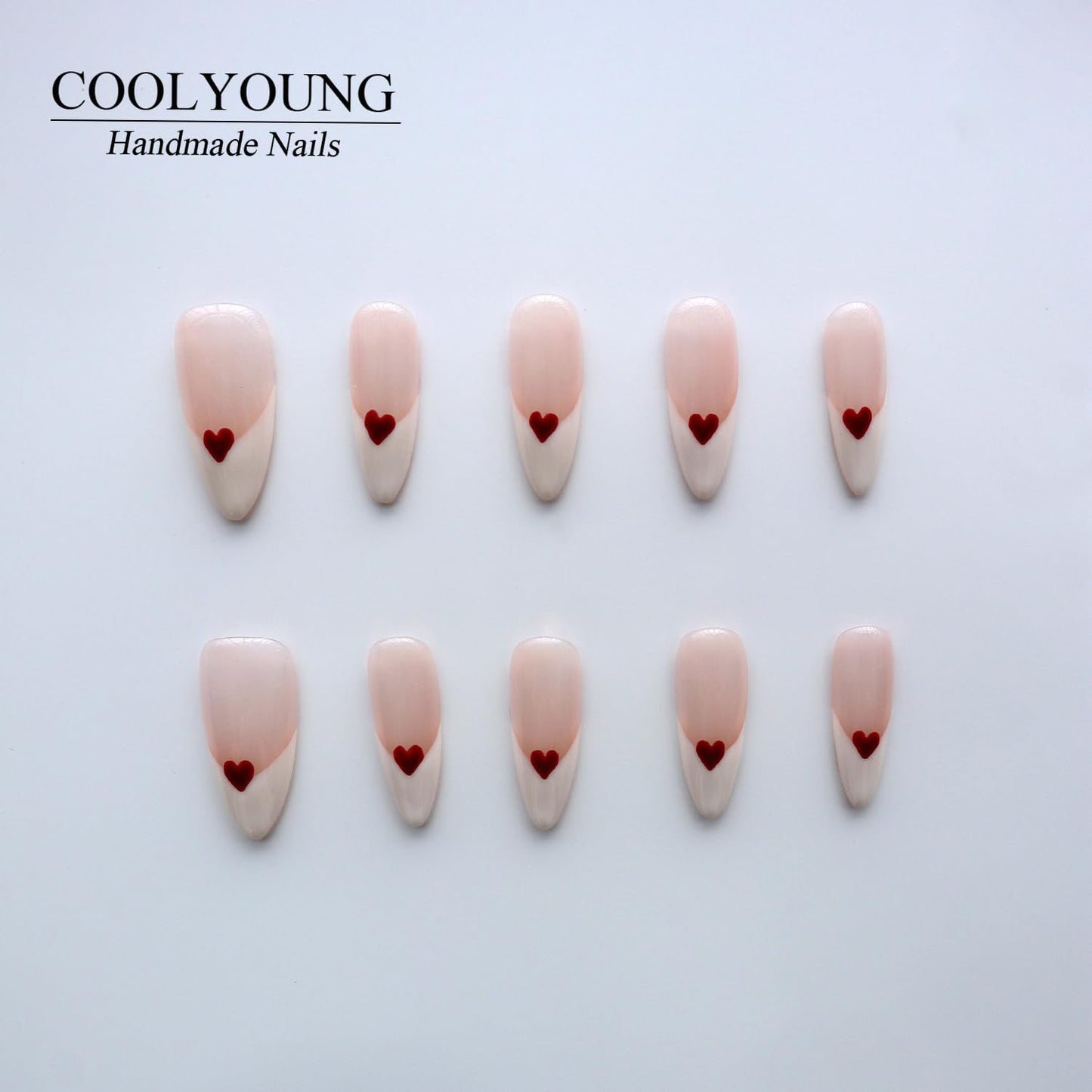 Blue Almond Press-On Nails - 10 PCS Handmade Acrylic Fake Nails for Women
