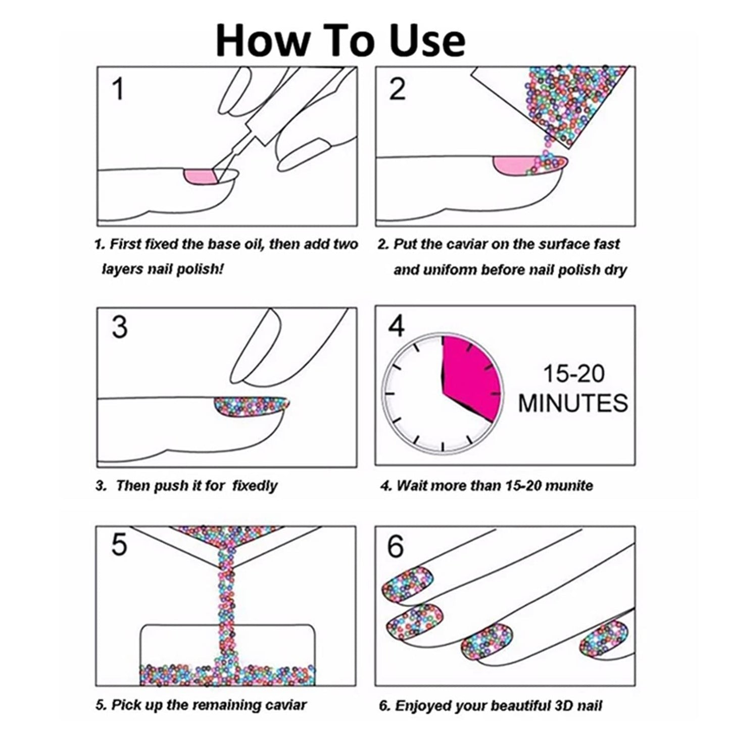 Nail Crystals - 4 Bottles Micro Pixie Beads in Recycling Box | 3D Nail Art Charms & Decorations (Crystal AB)
