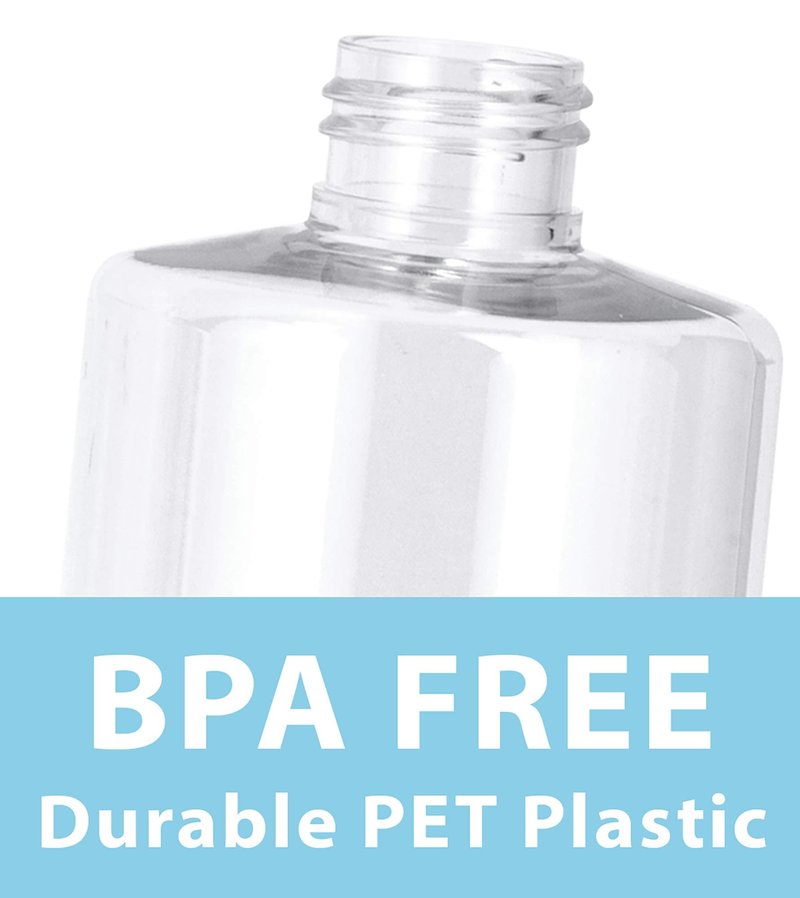 JUVITUS 16 oz / 500 ml Clear Professional Cylinder PET Plastic Bottles with Gold Lotion Pump (12 pack)