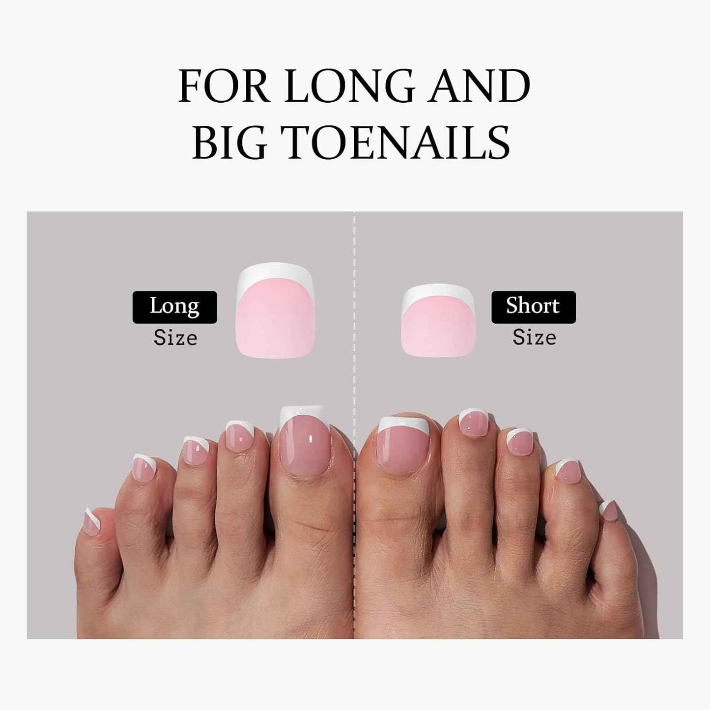 Pastel French Toe Nails Set - Gap-Filled Solid Nail Gel by BTArtbox