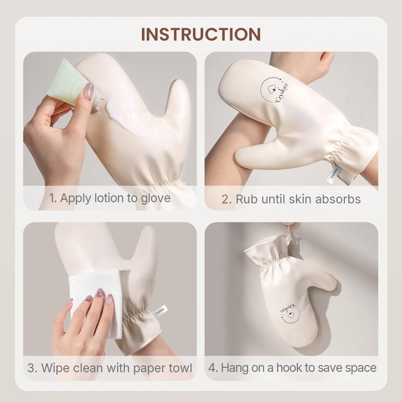 Cryslora Lotion Applicator & Self Tanning Mitt - Reusable, Durable, No Absorption, Anti-Sliding Glove for Even, Waste-Free Application of Lotions, Oils & Creams