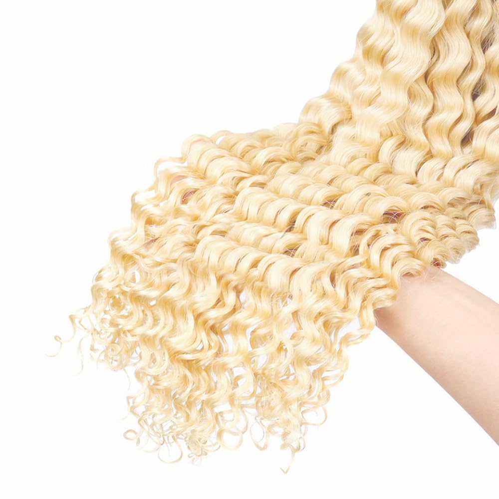 Blonde Bundles Human Hair 613 Deep Wave 3 Bundles 20 20 20 inch Double Weft 8A Grade 613 Blonde Deep Wave Bundle Human Hair Extensions