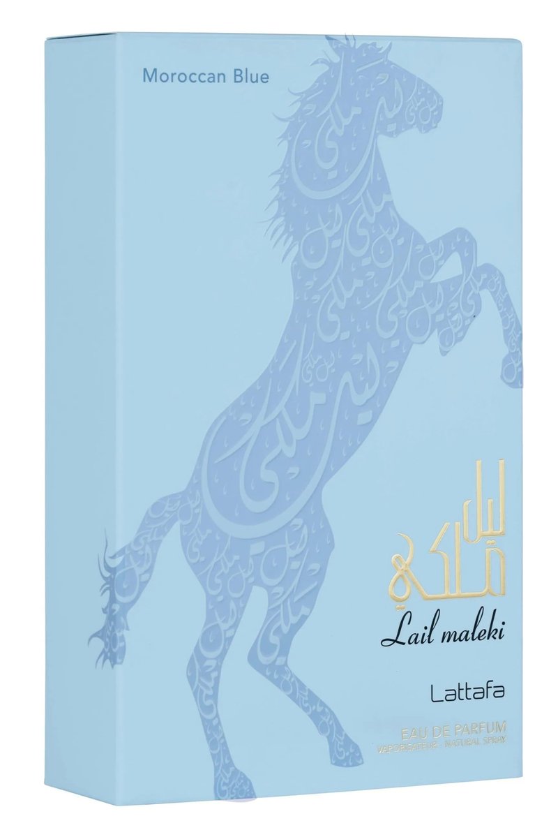 Lattafa Lail Maleki Moroccan Blue – Spicy, Citrusy, Woody, Oud – Eau de Parfum Spray Long-Lasting Fragrance for Unisex, 3.4 Ounce / 100 ml