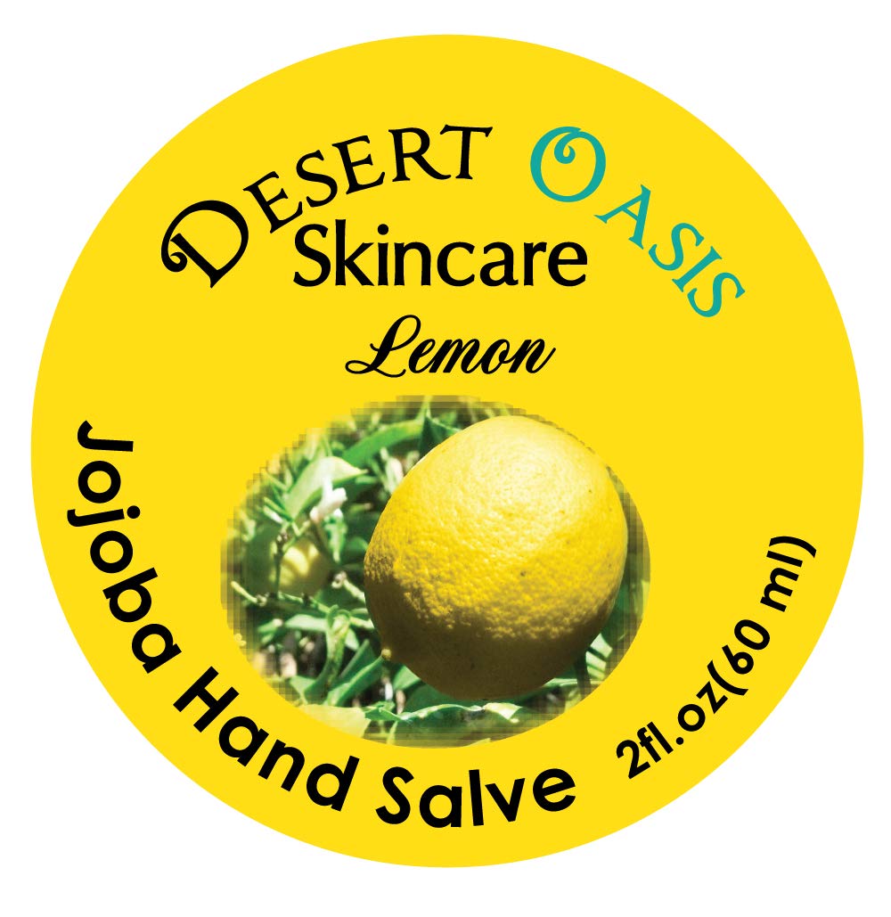 Desert Oasis Skincare | USDA Organic Lemon Hand Salve – Over 50% Jojoba Oil with Beeswax & Avocado Oil – Rich Conditioning Balm for Dry Hands, Feet & Cuticles – 2 oz (60 g)