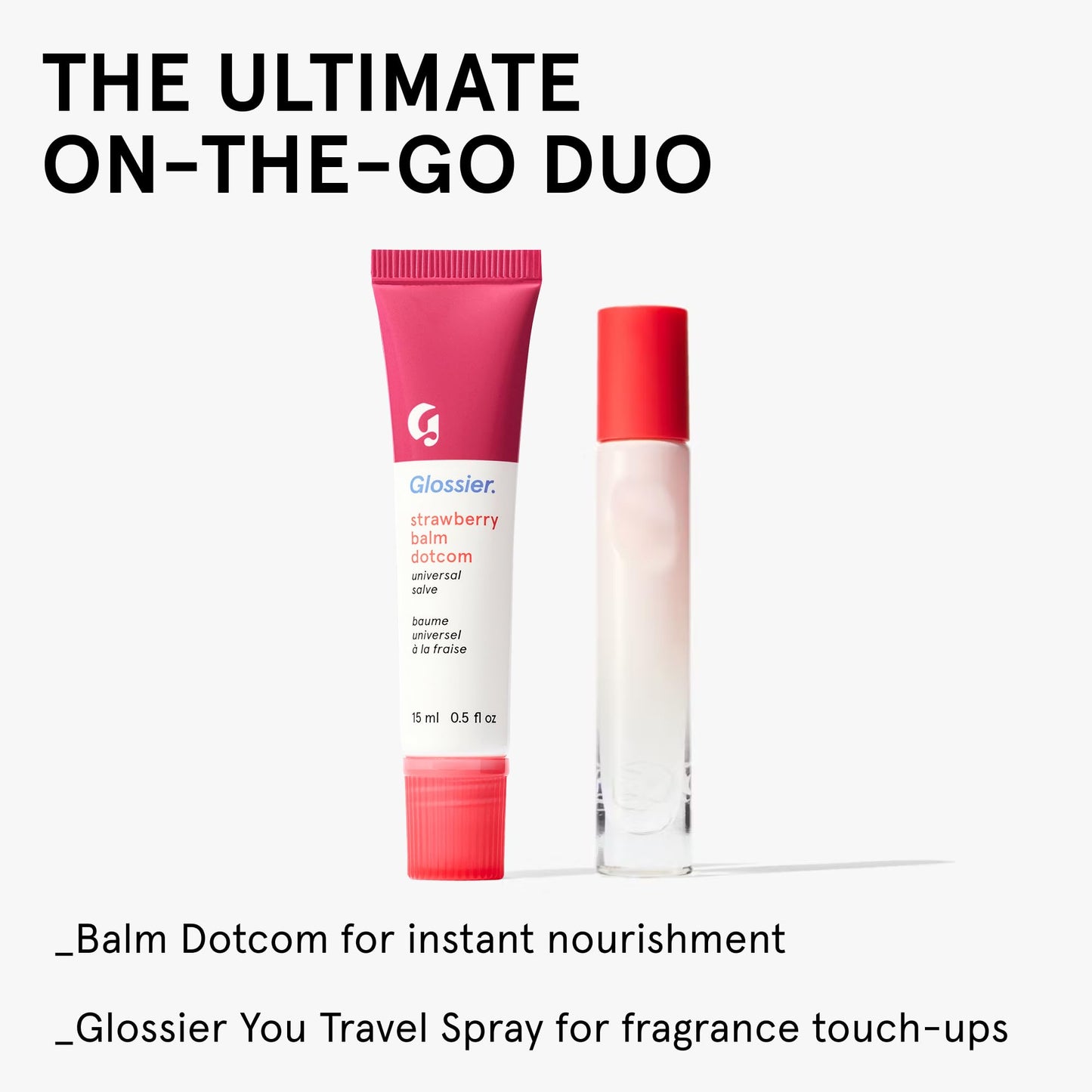 Glossier Balm Dotcom Hydrating Tinted Lip Balm - Universal Salve, Up to 12 Hour Moisture for Dry Lips, Cuticles & Skin - Lanolin, Beeswax & Castor Oil - Strawberry, Jammy Pink Tint, 15ml