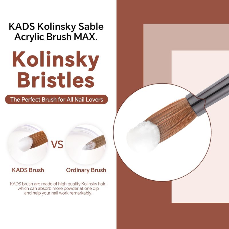 KADS Upgrade Acrylic Nail Brush Pure Kolinsky Hair Acrylic Round Shaped Supermarket Standard (16#)