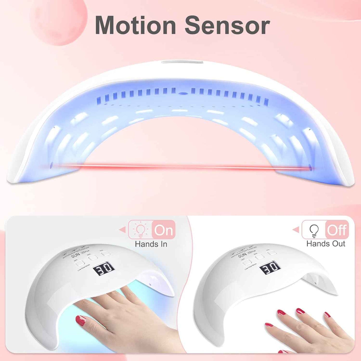 40W Gel UV LED Nail Polish Lamp & Nude Pink Gel Nail Polish Set - Professional Nail Dryer with 3 Timers